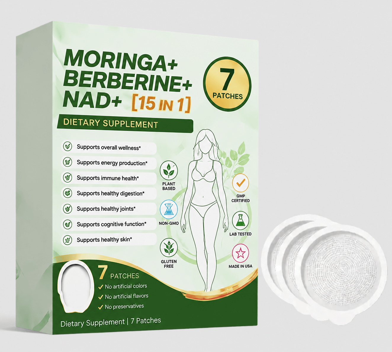 DE Moringa + Berberin + NAD+ 15-in-1 Pflaster | 7 Pflaster pro Box